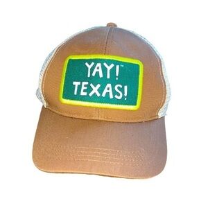 Yay! Texas! Brown and Cream/Tan Trucker Hat Adjustable One Size Fits All